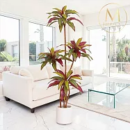 【Floral M】好運能量守護樹彩葉千年木1.8公尺室內大型仿真植栽(贈送花盆)