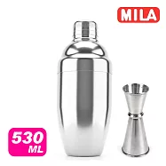 MILA 不鏽鋼調酒器(雪克杯、搖搖杯、搖酒器)530ml加不鏽鋼雙頭盎司杯