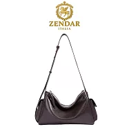 【ZENDAR】台灣總代理 限量1折 頂級小牛皮肩背包 珊卓系列 全新專櫃展示品 咖啡色