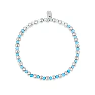 Pura Vida 美國手工 BALL BEAD & STONE 沁涼夏日 藍石銀色串珠彈性手環