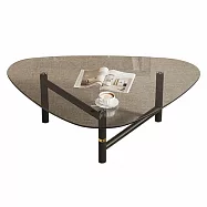 IDEA-寬大桌面三角玻璃面金屬腳茶几