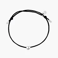 Pura Vida 美國手工 LYDIA 心動時刻銀色愛心黑色編織衝浪手環 銀色飾品+黑繩