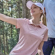 【ATUNAS 歐都納】女款循環酷涼節能抑菌短袖POLO衫/防曬涼感衣/大尺碼A1PS2605WC- S 印花淺粉