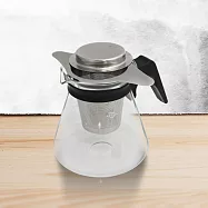 灣製玻璃咖啡壺-605cc-塑膠手把x1+304不鏽鋼雙耳茶濾網x1