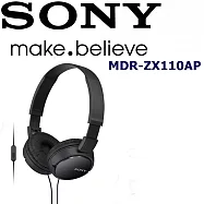 SONY MDR-ZX110AP 好音質 隨身便攜耳罩式I Phone 安卓 手機專用耳機 新力公司貨.保固一年 黑色