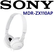 SONY MDR-ZX110AP 好音質 隨身便攜耳罩式I Phone 安卓 手機專用耳機 新力公司貨.保固一年 白色