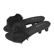 Puma 涼拖鞋 Fenty Slide Chic Fur 女鞋 黑 毛絨 聯名 蕾哈娜 404768-02 23.5cm BLACK/SILVER