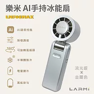 【樂米 LARMI】AI 聲控 手持/掛脖/桌立 高速製冷風扇 LMF08MAX 金屬。流光銀