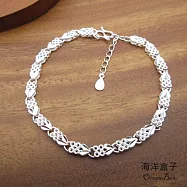 【海洋盒子】質感愛心四葉草S999足銀純銀手鍊.附贈禮盒