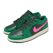 Nike 休閒鞋 Wmns Air Jordan 1 Low 女鞋 綠 黑 螢光粉 AJ1 喬丹 23cm GREEN/PINK