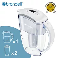 【brondell】美國邦特爾 純淨濾水壺(白)+2入全效濾芯(1壺2芯) 無 白色