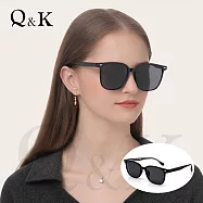 【Q&K】高級感TR90方框偏光太陽眼鏡|曜影黑輕奢款|輕量・抗UV400・防眩光|精品穿搭必備