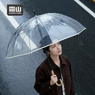 【日本霜山】防潑水速乾復古竹柄12骨防風雨傘- 透白