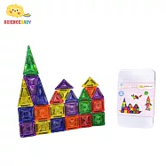 ScienceBaby - 雪鑽磁力片|鑽石小磁片42片-經典色|附收納小鐵盒|2歲+ 鑽石小磁片42片-經典色