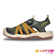 【LOTTO 義大利】 男 溪徒轉扣護趾涼鞋- 29cm 軍綠/卡其