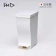 【日本岩谷Iwatani】kcud 日製純色曲線長型腳踏垃圾桶(附輪)-20L- 白