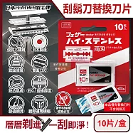 日本Feather羽毛牌-男士雙面鉑合金刮鬍刀替換刀片10片/盒FH-10B(本品不含刮鬍刀,臉部修容刀片,鬢角美型不鏽鋼剃刀片,國際通用刀片規格)