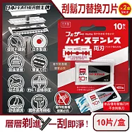 (2盒超值組)日本Feather羽毛牌-男士雙面鉑合金刮鬍刀替換刀片10片/盒FH-10B(本品不含刮鬍刀,臉部修容刀片,鬢角美型不鏽鋼剃刀片,國際通用刀片規格)