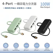 Wephone 100W 一轉四電力分流器(2C2A) E-Marker晶片1.5M 黑色