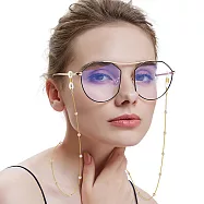 seoul show首爾秀 珠鍊夾珍珠口罩掛繩鏈墨鏡平光眼鏡鍊老花近視防丟鍊 金色