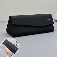 seoul show首爾秀 刻紋折疊三角抗壓墨鏡包老花近視太陽眼鏡盒 黑色