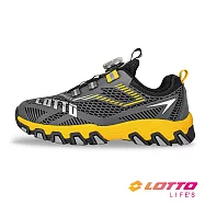 【LOTTO 義大利】童鞋 游隼KPU轉扣越野跑鞋- 21cm 灰/銘黃