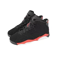Nike 休閒鞋 Jordan 6 PS 中童 小朋友 黑 紅 喬丹 AJ6 紅外線 IQ1277-001 20cm BLACK/LT CRIMSON