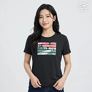 ADISI 女UPF50+防曬抑菌全彩轉印短袖排汗衣AL2611014 (S-2XL)|抗UV 吸濕排汗 防臭 彈性 上衣 S 黑色