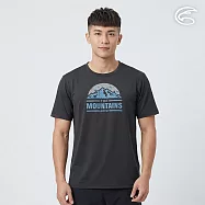 ADISI 男緹花圓領快排抑菌消臭圖騰上衣AL2611025 (S-3XL)|透氣 吸濕排汗 防臭 彈性 排汗衣 M 深黑