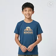 ADISI 童緹花圓領快排抑菌消臭圖騰上衣AL2611027 (140-160)|透氣 吸濕排汗 防臭 彈性 排汗衣 140 海軍藍