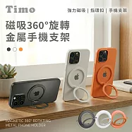 【Timo】360&deg;旋轉 MagSafe磁吸金屬手機支架/指環扣 白色