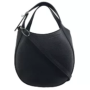 LONGCHAMP LE FOULONN&Eacute;系列牛皮簡約圓弧手提/斜背兩用包(小) 黑