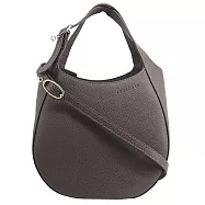 LONGCHAMP LE FOULONN&Eacute;系列牛皮簡約圓弧手提/斜背兩用包(小) 駝灰