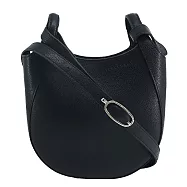 LONGCHAMP LE FOULONN&Eacute;系列牛皮簡約圓弧斜背包(小) 黑