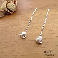 【海洋盒子】百搭交錯毛線球設計垂鍊式S999純銀耳環.垂墜耳環