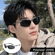 【SUNS】極曜休閒偏光墨鏡 鋁鎂合金太陽眼鏡 抗UV400+抗藍光 Polarized駕駛墨鏡 防眩光 S259 槍框灰片