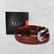 法國ELLE HOMME 頂級鋅合金休閒皮帶(寬3.5cm)棕色 107064