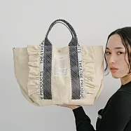 [THEATRE PRODUCTS] 圓點織帶褶邊兩用包大號 | 日雜托特包 手提包 手提袋 CL250751 米色Beige