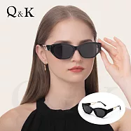 【Q&K】高級感時髦微貓眼墨鏡|TR90簍空鏡腳偏光鏡|輕量抗UV400防眩光|精品穿搭必備 星曜黑
