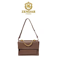 【ZENDAR】台灣總代理 限量1折 頂級小牛皮手提包肩背包 勞倫系列 全新專櫃展示品 熱可可色