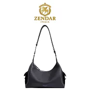 【ZENDAR】台灣總代理 限量1折 頂級小牛皮肩背包 卓麗系列 全新專櫃展示品 黑色