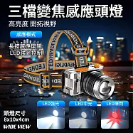 【WIDE VIEW】三檔變焦充電式LED感應頭燈(揮手感應 電量顯示 旋轉調焦 充電頭燈 釣魚頭燈/T18)