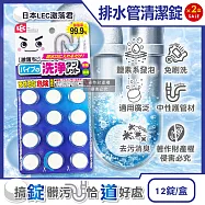 (2盒24錠超值組)日本LEC激落君-廚房衛浴免刷洗排水管道洗淨消臭清潔錠4.5gx12錠/盒(廁所馬桶浴缸洗手台洗滌劑,流理台濾網瀝水架除污垢,U型管淨味發泡錠)