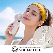 Solar Life 索樂生活 冰鎮折疊隨身風扇附掛繩.隨身電風扇 迷你桌面風扇 冰敷製冷手持扇 頸掛脖掛電扇 USB充電小風扇 白色