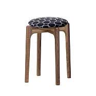 Maruni 60 Stacking Stool 堆疊圓凳 (胡桃木、靛藍鈴鼓布料)