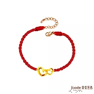 J&rsquo;code真愛密碼金飾 心心相扣硬金編織手鍊-小