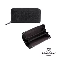 Roberta Colum - 諾貝達歐洲真皮鱷魚紋男士8卡單拉鍊長夾 黑色