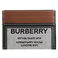 BURBERRY 8039547 SANDON 棉麻拼接牛皮證件卡夾.咖邊
