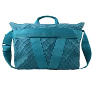 BOTTEGA VENETA 679705 V形織帶拼接兩用大托特包.藍綠