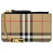 BURBERRY 8058472 Kelbrook 經典格紋鑰匙扣零錢包.黑邊